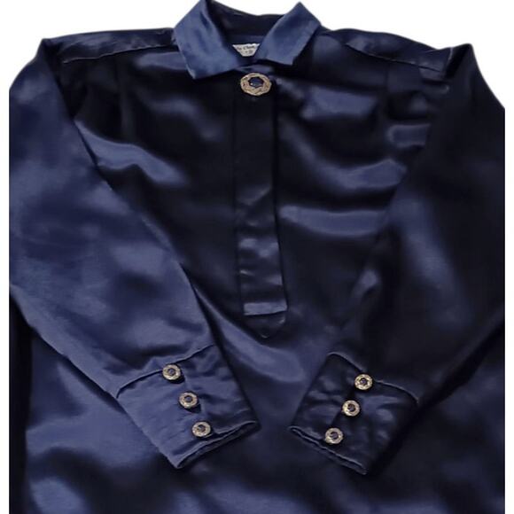 VINTAGE LIZ CLAIBORNE Satin Dress 8 Midnight Blue Tags/NOS‎ Dressy Power Event - Picture 5 of 12